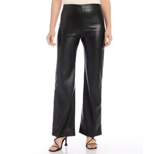 Karen Kane Women's Electric Feel Leather Wide Leg Pants Black Size S